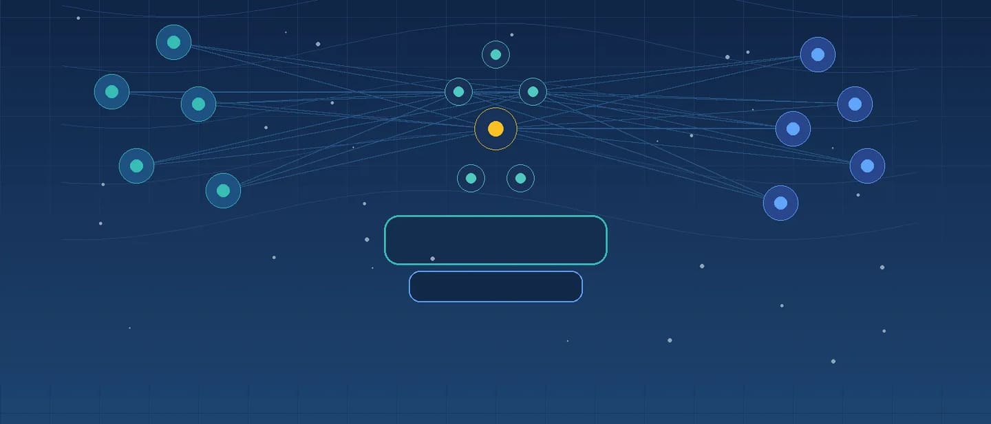 Ilustrasi abstrak dua gugus node digital yang terhubung ke hub pusat, melambangkan integrasi data antar sistem sebelum AI
